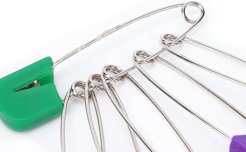 Safety Pins for Clothes, Diaper Pins Assorted Color Safety Locking Holder for Locking Cloth Diaper Nappy Sewing Knitting Fabric (12 Colorful Bread-Head pins) in Saudi Arabia