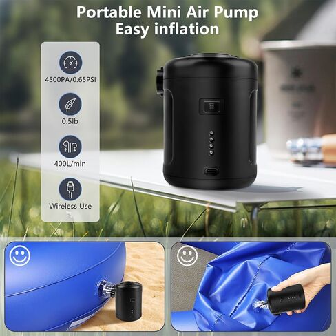 Portable Electric air Pump,Type-c Charging,Inflate Deflate for Pool Floats, Air Bed, Air Mattress Swimming Ring, Vacuum Storage Bags in Saudi Arabia