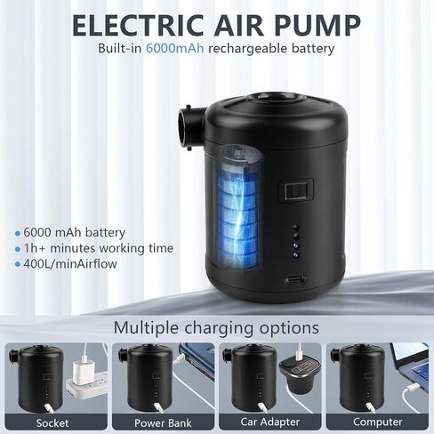 Portable Electric air Pump,Type-c Charging,Inflate Deflate for Pool Floats, Air Bed, Air Mattress Swimming Ring, Vacuum Storage Bags in Saudi Arabia