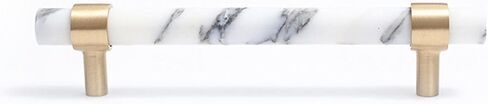A Pair of Cabinet Handles High-end Furniture Handles Natural Marble + Brass Hole Spacing Can Be Adjusted-17CM-white(White,17CM) in Saudi Arabia