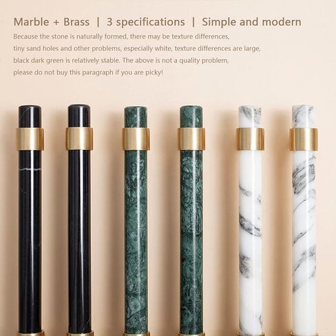 A Pair of Cabinet Handles High-end Furniture Handles Natural Marble + Brass Hole Spacing Can Be Adjusted-17CM-white(White,17CM) in Saudi Arabia