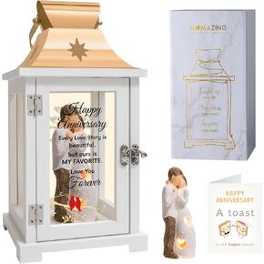 Wedding Anniversary Lantern Gifts for Him Her Wife Husband Men Women, Best Anniversary Marriage Gift for Couple Mom Parents, Happy Anniversary Coupl;e Figurine Lantern for Girlfriend Boyfriend Gifts