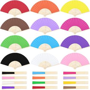 Aneco 36 Pieces Handheld Paper Fans Paper Folding Fans with Bamboos for Wedding Gift, Party, Home, DIY, Multicolor…