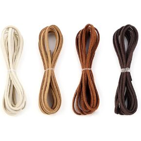 Leather String Suede Cord Leather Cords Rope String for Jewelry Making Necklace Bracelet Art Crafts Beading (4 Colors,3mm x 2.2 Yard)