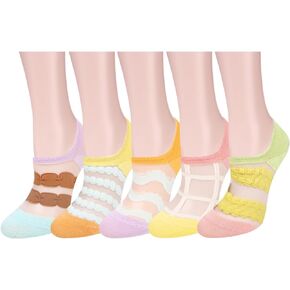جوارب Benefeet Sox للسيدات والفتيات شفافة بدون عرض للكاحل من الدانتيل الشبكي جوارب مبطنة منخفضة القطع شفافة شفافة من خلال جوارب قصيرة من النايلون