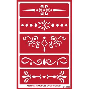 Armour Products Ornamental Borders-Over N Over Reusable Glass Etching Stencil, Brown