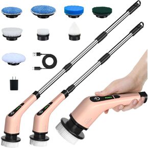 فرشاة تنظيف دوارة كهربائية من ليبين، فرشاة تنظيف لاسلكية مع 8 رؤوس فرشاة قابلة للاستبدال، حوض وبلاط الأرضيات 360 درجة سرعة مزدوجة مع مقبض قابل للتعديل والفصل لسيارة الحمام والمطبخ in Kuwait