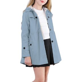 Cromoncent Girl's Hoodie Trench Coat Cute Dress Coat Outerwear, 3-12 Years