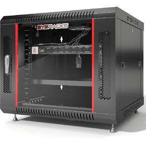 Server Rack – 6U - Wall Mount Rack - Locking Cabinet for Network - Electronics - Security - Audio - Video - AV Equipment - Data Rack - Legs/Power Strip/Shelf/Fan - 24-Inch Deep (6U, Black)