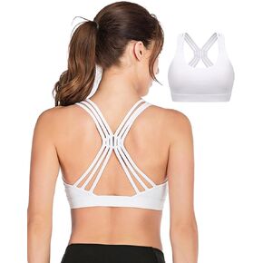 BEGOING Sports Bra for Women Cross Back Strappy Workout Crop Tops Medium Support Yoga Bra with Removable Cups