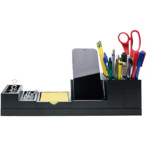 Magnetic Desk Organizer: Includes 6 Removable Compartments to Organize Desk Accessories, Pens, Pencils, Post-Its, Paperclips, Cell Phone and Office Supplies (White)
