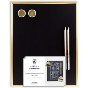 U Brands Magnetic Chalkboard, 11"x14", Gold Metal Frame, Premium Matte Surface, Includes Chalk Pencils and Magnets