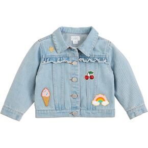 Mud Pie Girl Denim Ruffle Patch Jacket