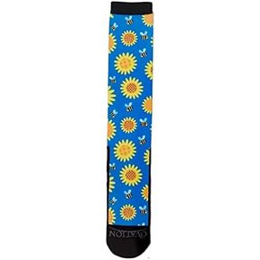 Ovation Footzees Boot Socks One Pair Ladies 7-10 - Sunflowers and Bumble Bees Blue