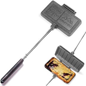 AILITOR Double Pie Iron Sandwich Maker for Camping, Cast Iron Campfire Pie Cooker, Campfire Cooking Equipment Mountain Pie Maker