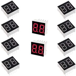 Oiyagai 10 Pcs Common Anode 10-Pin 2 Bit 7 Segment 0.56" Red LED Display Digital Tube 5261BH
