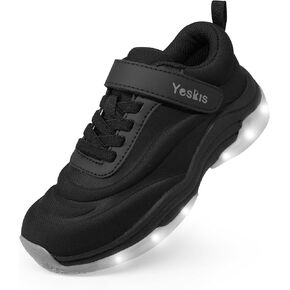 YESKIS Boys Girls Light Up Shoes with Switch 3 Lighting Modes Fizzzy Big Kids LED Running Tennis Sneakers for Toddler Little and Big Kid