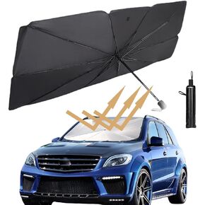 Windshield Sun Shade Foldable Umbrella, Car Sunshade for Windshield, Protect Vehicle from UV Sun and Heat Fits Windshields of Various