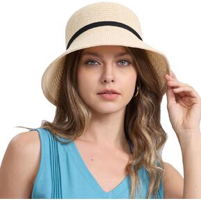 MEINICY Women Sun Hat Wide Brim Summer Beach Hat Bamboo Fiber Weave Floppy Hat UPF 50+ Foldable Hat