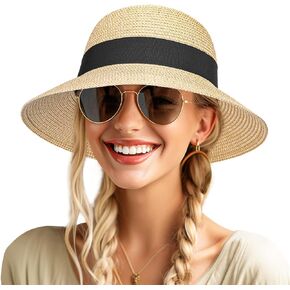 Beach Hats for Women, Sun Hats for Women Straw Hat, UPF 50+ UV Protection Summer Hat, Floppy Wide Brim Hats for Women