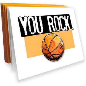 Play Strong Basketball You Rock Note Cards 12-Pack (4.25"x5.5") Illustrated Sports Powercards Thank You Note Card Set Perfect for Basketball Players, Coaches, Fans and Fanatics - They'll Love 'Em!