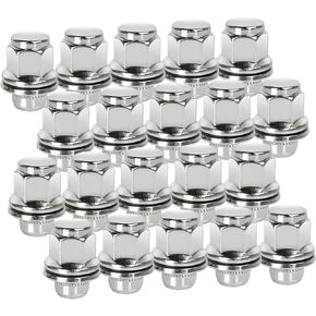 20 Pcs Chrome Closed End Mag Style Lug Nuts 12x1.5 Lug Nuts with Washer 13/16" (21mm) Hex Lug Nuts Compatible with Toyota Corolla Camry Tacoma Lexus