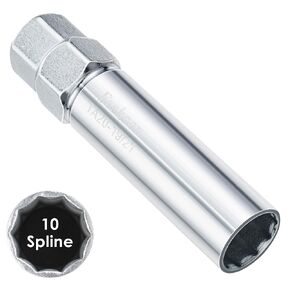Feekoon 10 Spline Lug Nut Key Replacement for TA20-19/21, Compatible with Bimecc 10-Spline Lug Nut and Lug Bolts, Passenger with 3/4 and 13/16 Hex Drive, Alloy Steel, Silver (1 Pack)