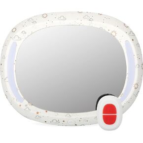 Nuby LED Light Backseat Baby Car Mirror with Remote Controlled Light, Wide View Shatter Resistant Mirror, Adjustable, Night Sky