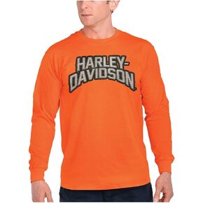 Harley-Davidson Men's Mirror Reflective H-D Long Sleeve Cotton Shirt - Orange