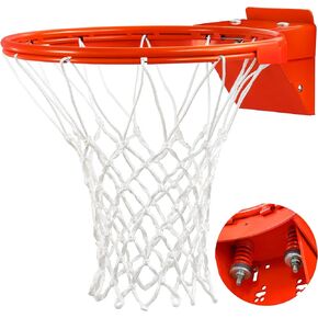 Basketball Rim, Heavy Duty Basketball Rim Replacement - Universal 18 Inch Breakaway Rim and Net,Professional Double-Spring Backboard Rims For In-Ground and Wall-Mounted Basketball Hoops Indoor Outdoor