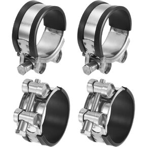 مشبك خرطوم T-Bolt من uxcell، 4 قطع 48-51 مم قابل للتعديل من الفولاذ المقاوم للصدأ والمطاط المبطن بمبرد داخلي ومشابك خرطوم للأغراض الصناعية in Kuwait