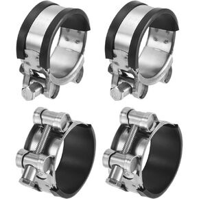 uxcell T-Bolt Hose Clamp, 4Pcs 48-51mm Adjustable Stainless Steel Rubber Cushioned Intake Intercooler Pipe Clamps Hose Clip for Industrial