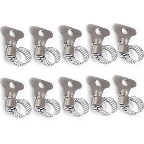 10-Piece Set of 304 Stainless Steel Hose Clamps, Adjustable Spiral Hose Clamps, Key type hose clamps for Plumbing, Automotive, Mechanical and More Applications.(Size:6-12mm【1/4"-1/2"】)