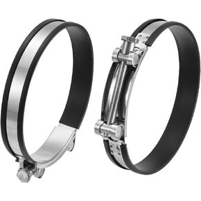 uxcell T-Bolt Hose Clamp, 2Pcs 162-174mm Adjustable Stainless Steel Rubber Cushioned Intake Intercooler Pipe Clamps Hose Clip for Industrial