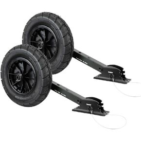 Seamax Deluxe Boat Launching Wheel System, Black Military Edition, 4 Positions and 4 Stages Removable and Adjustable Legs, 14" Pneumatic Wheels. Max Support Water Craft Weight 600Lbs