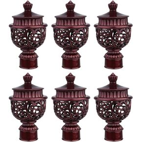 Zerodeko 6PCS Curtain Rod Cap Finials, Curtain Decorative Pole Finials Ends Heads Caps Vintage Window Curtain Rod End Plug Decorative End Head Caps (Golden)