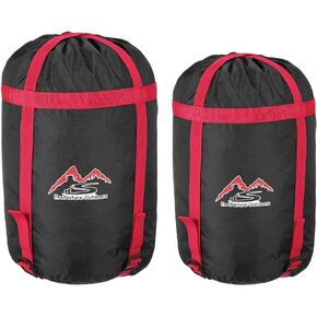 PATIKIL Compression Stuff Sack, 2 Pack S L Size Waterproof Sleeping Bag Storage Sack Portable Compression Bag for Backpacking Camping, Black Red