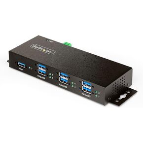 StarTech.com 7-Port Managed USB Hub with 7X USB-A, Heavy Duty with Metal Industrial Housing, ESD & Surge Protection, Wall/Desk/Din-Rail Mountable, USB 3.0/3.1/3.2 Gen 1 5Gbps (5G7AINDRM-USB-A-HUB)