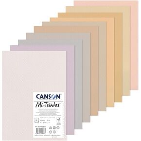 CANSON Mi-Teintes Coloured Drawing 160gsm A4 Paper Pack, Double Sided: Honeycomb & Fine Grain, 10 Cool Colour Sheets, Ideal for Professional Artists & Illustrators
