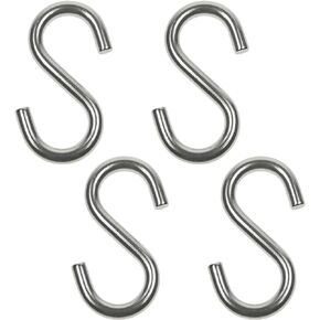 Wideskall® 2" inch Heavy Duty Small Zinc Plated Steel S Shaped Type Utility Hooks Hanging Hooks Chrome (Pack of 40)