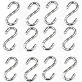 JY-MARINE S Hooks 316 Stainless Steel Marine Grade Heavy Duty S Shaped Hooks Metal Hooks for Hanging Hammock Stand Swing Plants Utility Hooks (3mmx30mm(12pieces))
