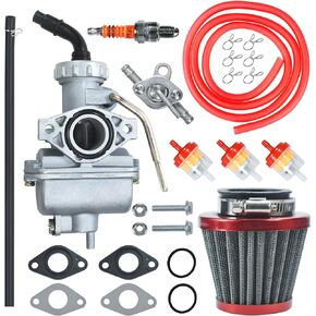 HOLATO PZ20 Carburetor Carb Air filter Fuel Line Kit for 50cc-125cc Taotao ATA-110B 125D Boulder B1 T-Force Coolster Apollo kazuma Kids ATV Four Wheeler Quad XR70 XR80 CRF70 CRF80F Dirt Pit bike Red