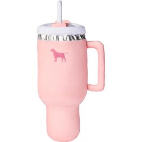 PUPROAR Pup Cup Tumbler Plush Squeaker Dog Toy | Tumbler with Handle & Straw Dog Toy | Large Replica of Stainless Steel 30 oz Tumbler | Cute | Funny | Stuffed | Parody | Dog Gift (Pink Peach Dust)