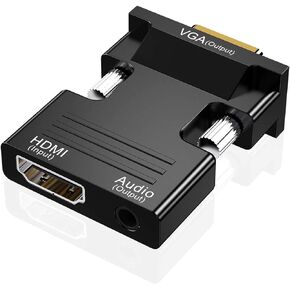 HDMI to VGA Adapter, HDMI to VGA Audio Output Cable Computer Set-top Box Converter Connector Adapter for Laptop, PC, Monitor, Projector, HDTV, Chromebook, Roku, Xbox(3.5mm Stereo Cable Included)