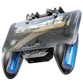 Mobile Game Controller Fast Cooling Phone Gamepad 4 Trigger 6 Finger Operation Grip 4000 mAh Built-in battery Rechargeable for iPhone, Samsung, Oneplus, Pixel, compatible with PUBG CoD Warzone Mobile