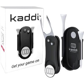 theKADDI Multi-Function Golf Accessories Tool - Magnetic Golf Ball Marker, Fast Action Switchblade Divot Repair Tool, Golf Tee Holder & Glove Holder! Belt Clip for Convenient Access Anytime! Patented