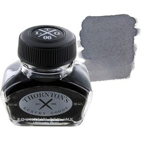 Thornton's Luxury Goods Premium Fountain Pen Ink Bottle 30ml | Smooth Effortless Flawless Writing | Suitable for All Brand and Calligraphy Pens | Office Supplies (Ultimate Gray)