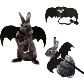 Vehomy Small Animals Halloween Harness Leash Costume Rabbit Small Pet Bat Wings Apparel for Bunny, Rabbits, Puppies, and Small Cats