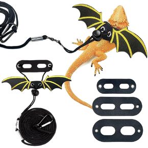 حزام ومقود التنين الملتحي قابلان للتعديل (S، M، L، 3 عبوات) - مقود سحلية الزواحف من الجلد الناعم للبرمائيات والحيوانات الأليفة الصغيرة الأخرى in Kuwait