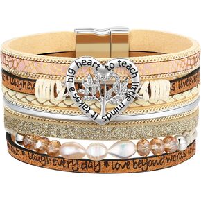 AURGTTCG Best Teacher Appreciation Gifts for Women-End of Year Teacher Gifts from Student,Thank You Willow Apple Bracelets for Women on Teacher Appreciation Week Gifts